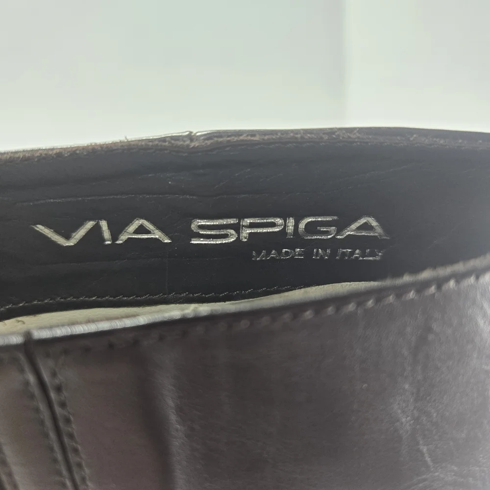 Via Spiga Italian Black Leather Riding Boots Women's Size 7 1/2 7.5